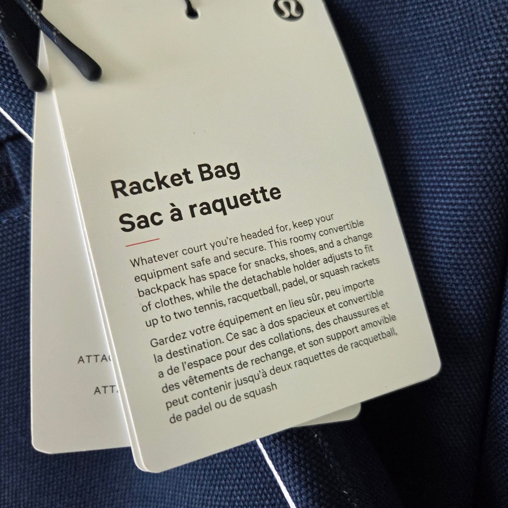 Lululemon Racket Bag Backpack Tote Blue White Cotton Canvas Convertible 19L NEW - Picture 5 of 16
